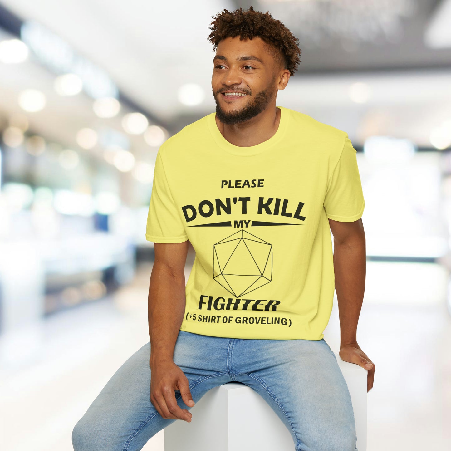 Please Don't Kill My Fighter - Black - Unisex Softstyle T-Shirt