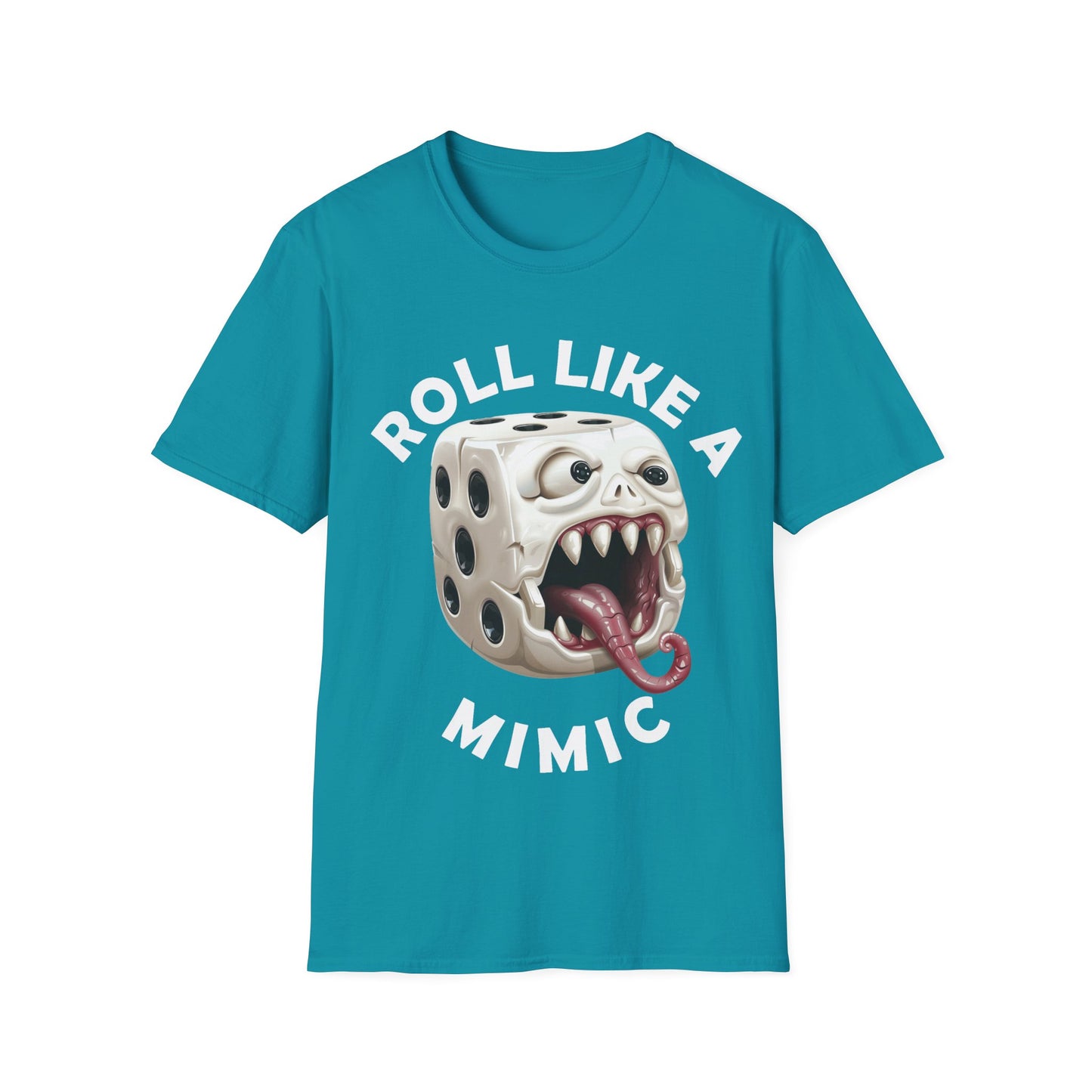 Roll Like A Mimic - White w White - Unisex Softstyle T-Shirt