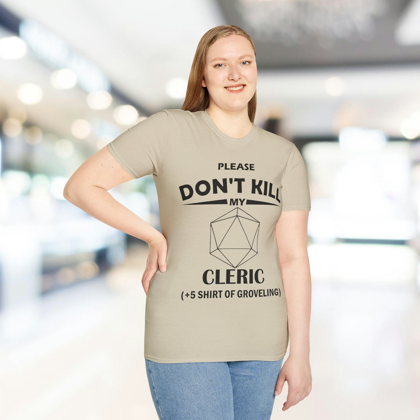 Please Don't Kill My Cleric - Black - Unisex Softstyle T-Shirt