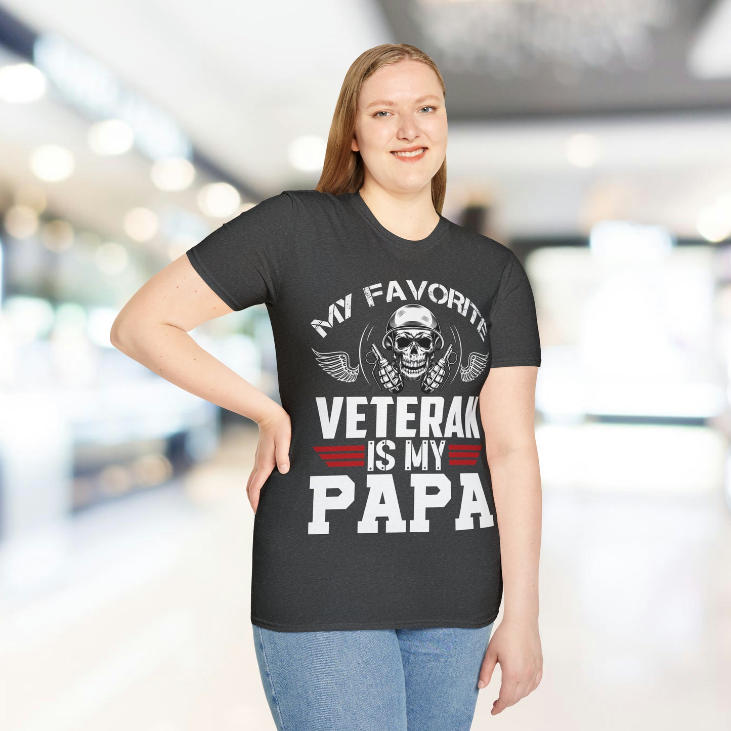 Favorite Veteran - Papa - Unisex Softstyle T-Shirt