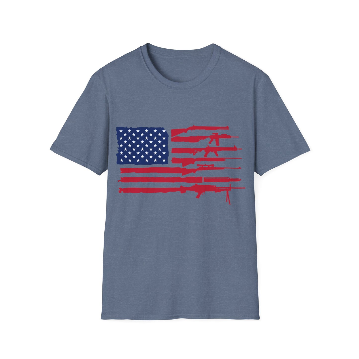 American Flag Guns Color - Unisex Softstyle T-Shirt