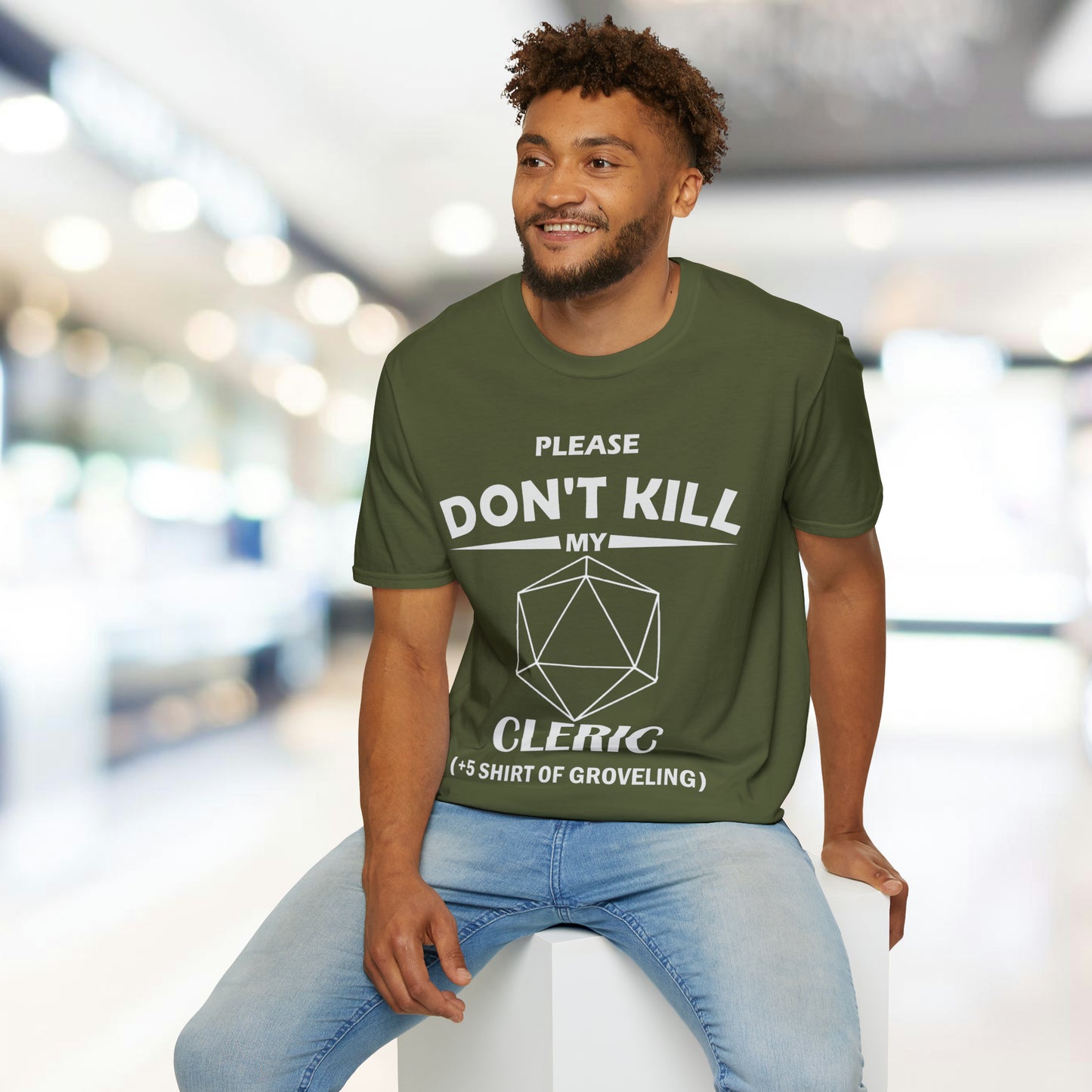 Please Don't Kill My Cleric - White - Unisex Softstyle T-Shirt