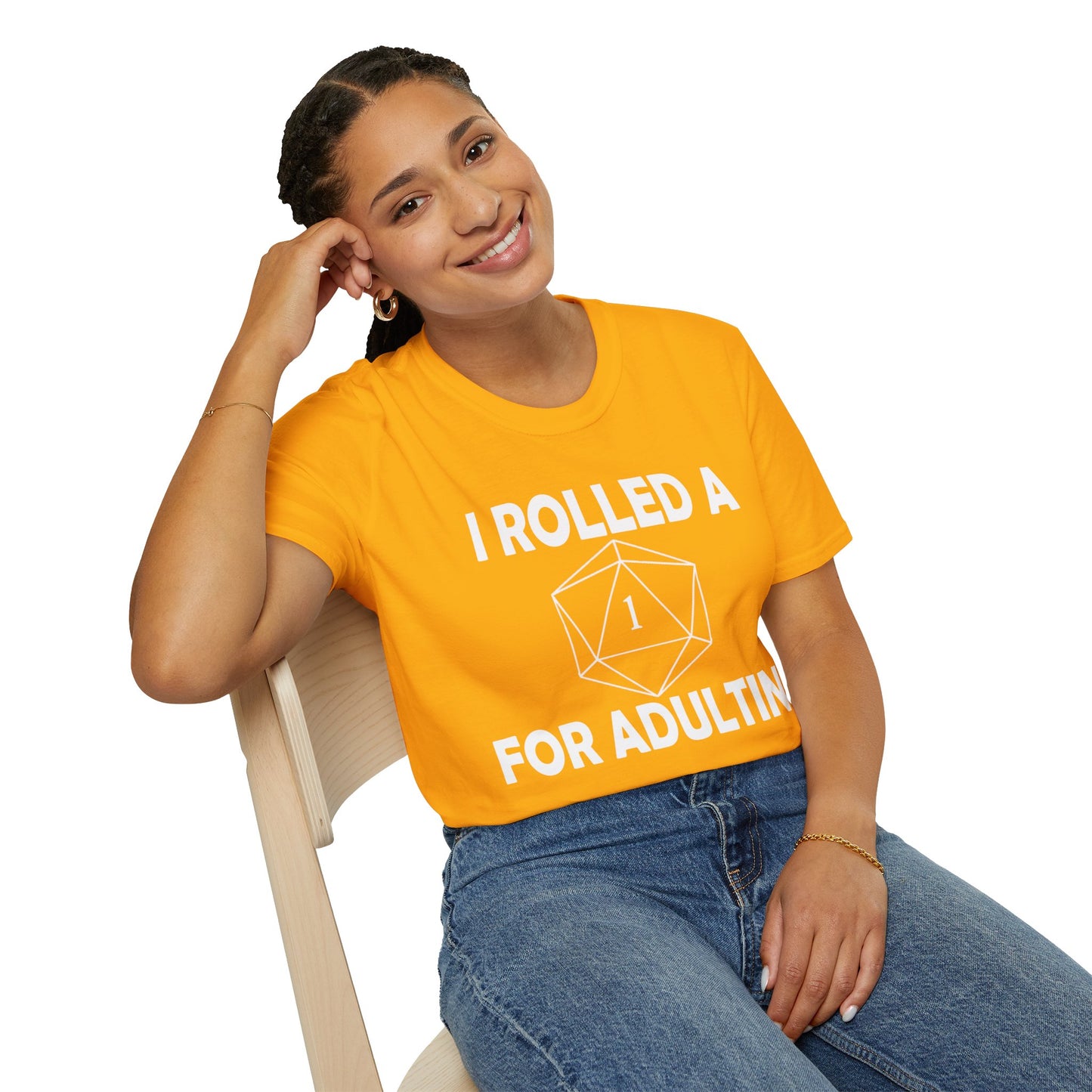 Rolled a 1 for adulting - White - Unisex Softstyle T-Shirt