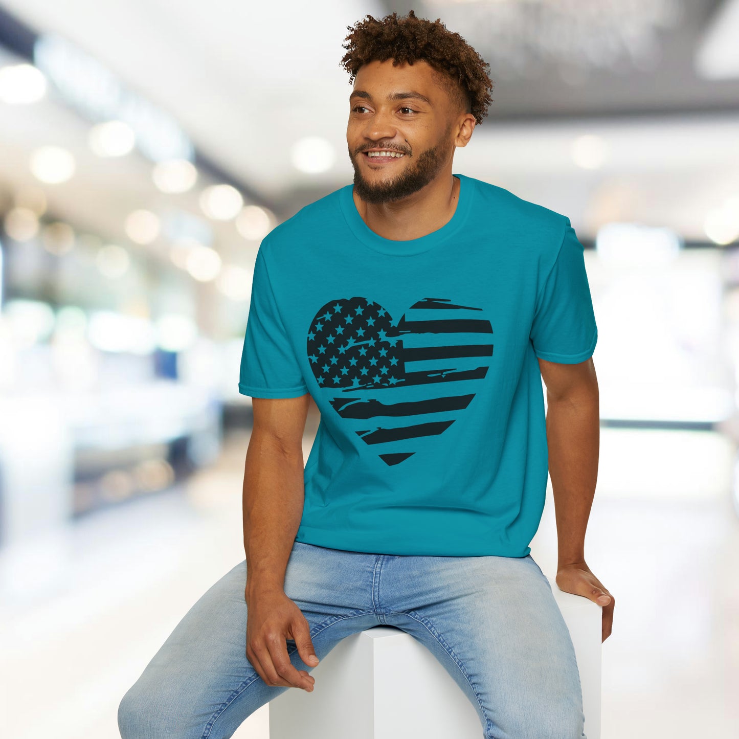 American Heart B&W - Unisex Softstyle T-Shirt