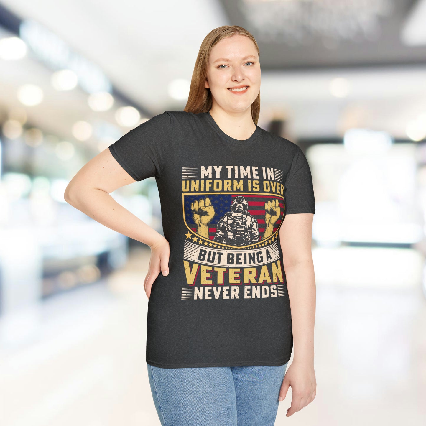 Being A Veteran Never Ends - Unisex Softstyle T-Shirt