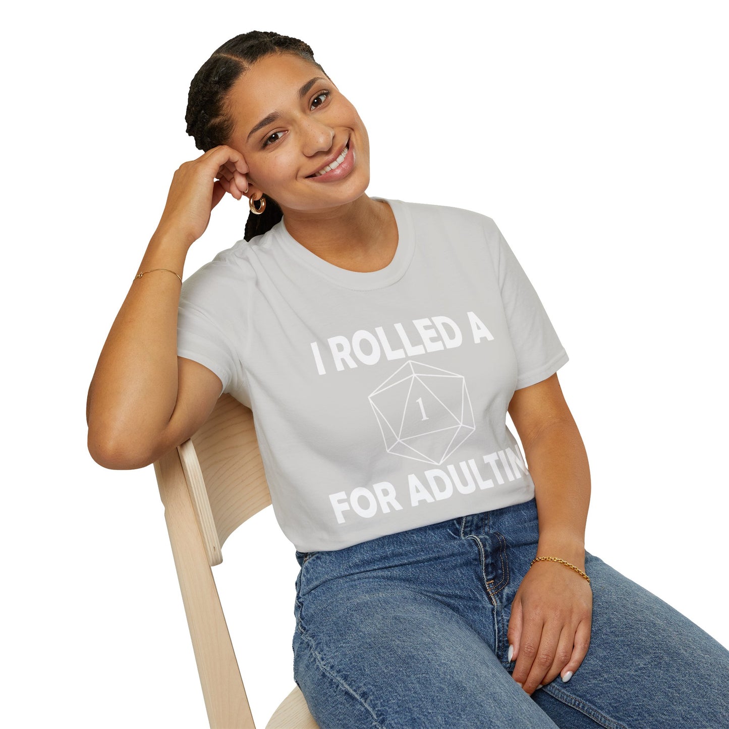 Rolled a 1 for adulting - White - Unisex Softstyle T-Shirt