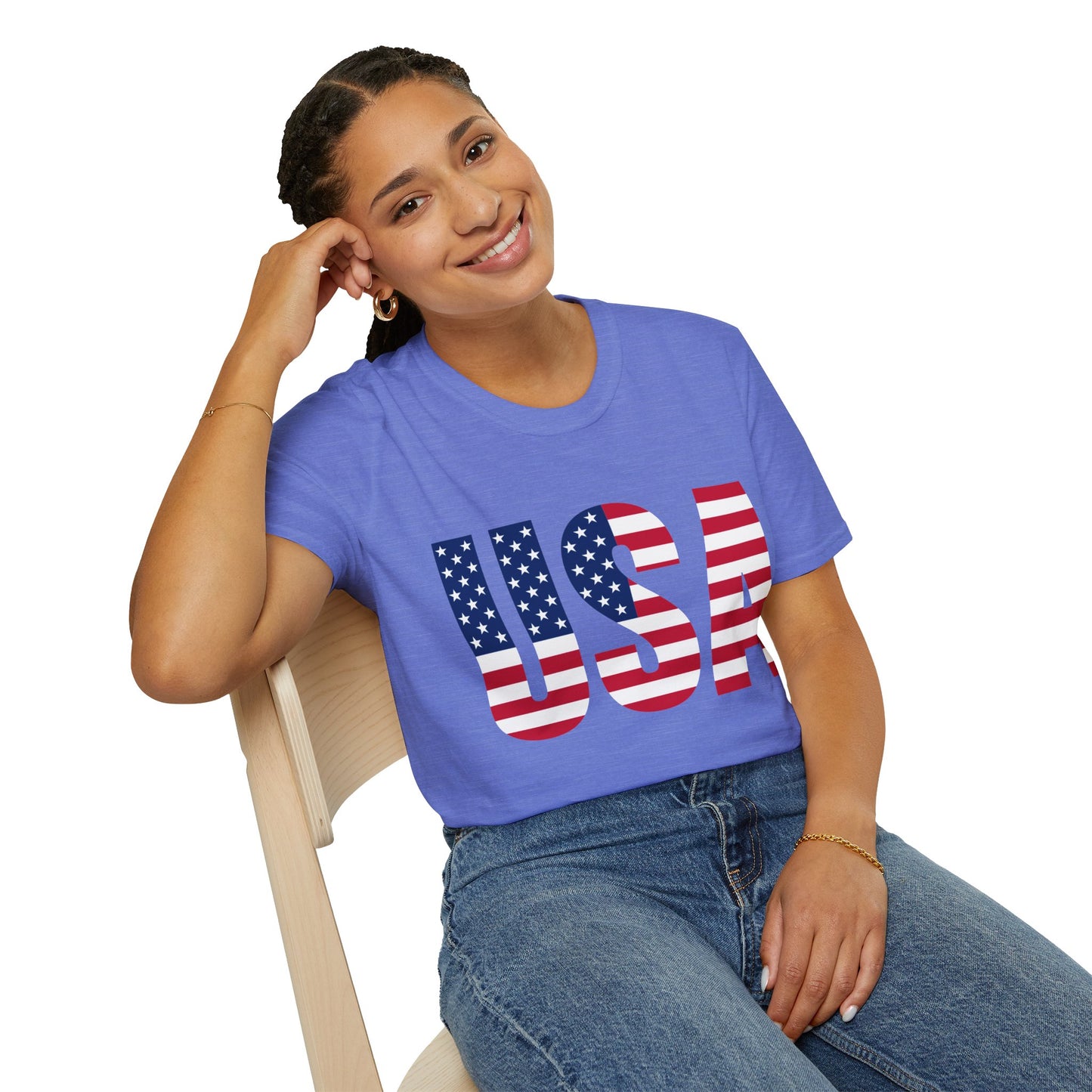 USA American Flag Colored - Unisex Softstyle T-Shirt