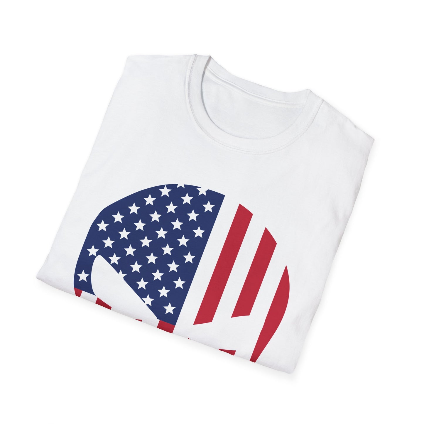 American Skull Flag Color - Unisex Softstyle T-Shirt