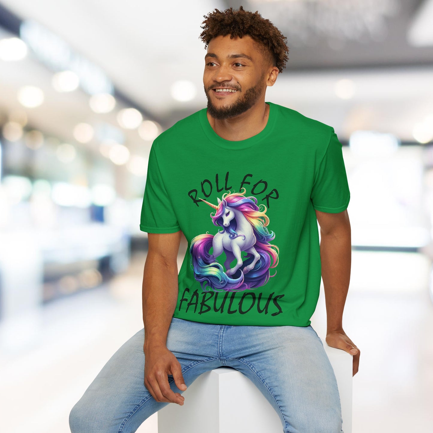 Unicorn_Roll For Fabulous_Black - Unisex Softstyle T-Shirt