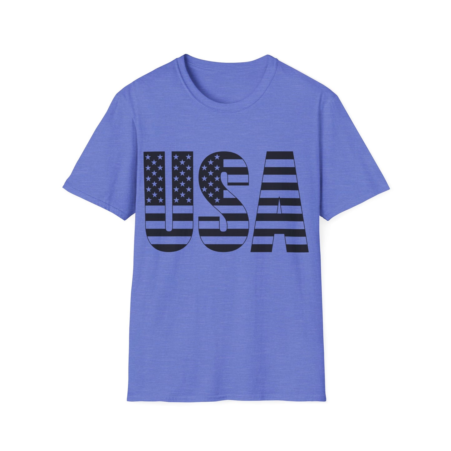 USA American Flag Black - Unisex Softstyle T-Shirt