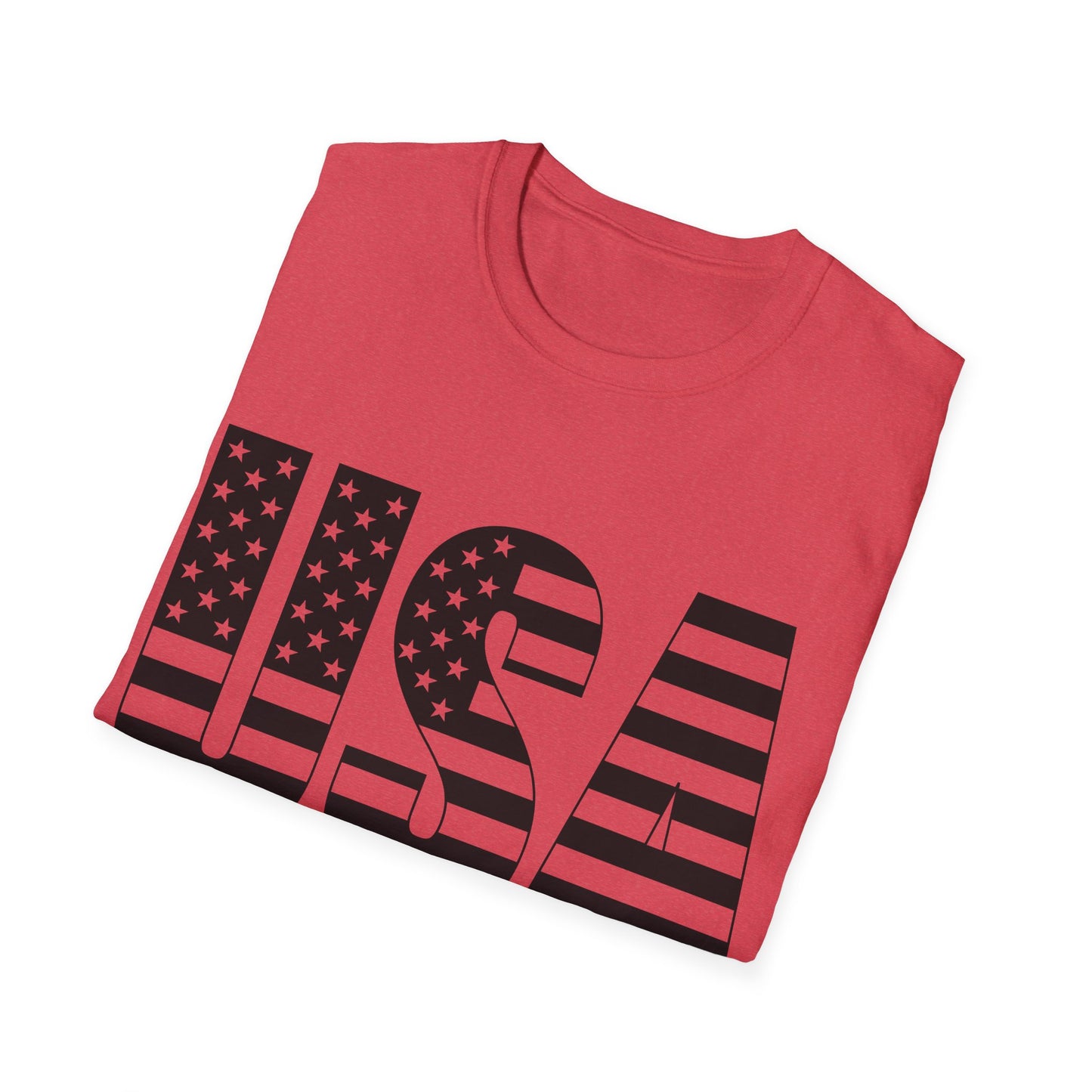 USA American Flag Black - Unisex Softstyle T-Shirt