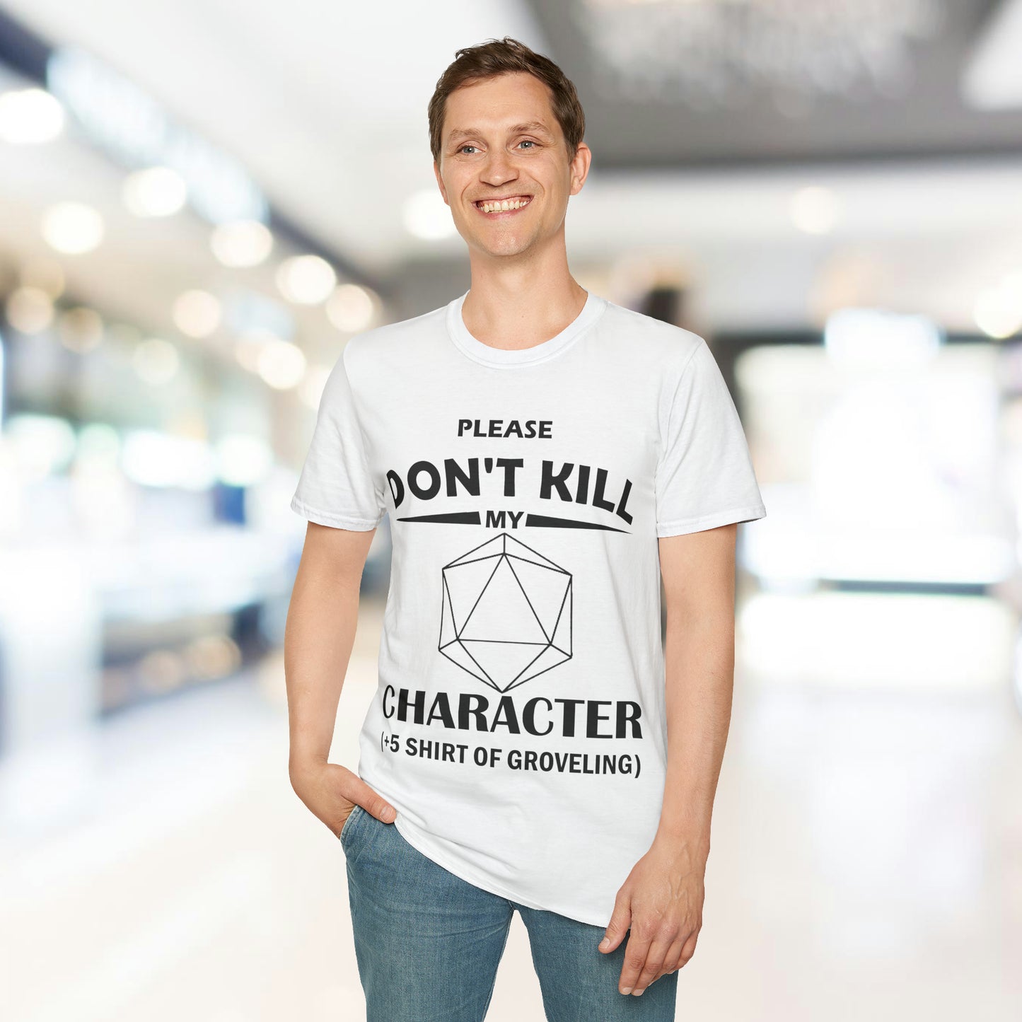 Please Don't Kill My Character - Black - Unisex Softstyle T-Shirt