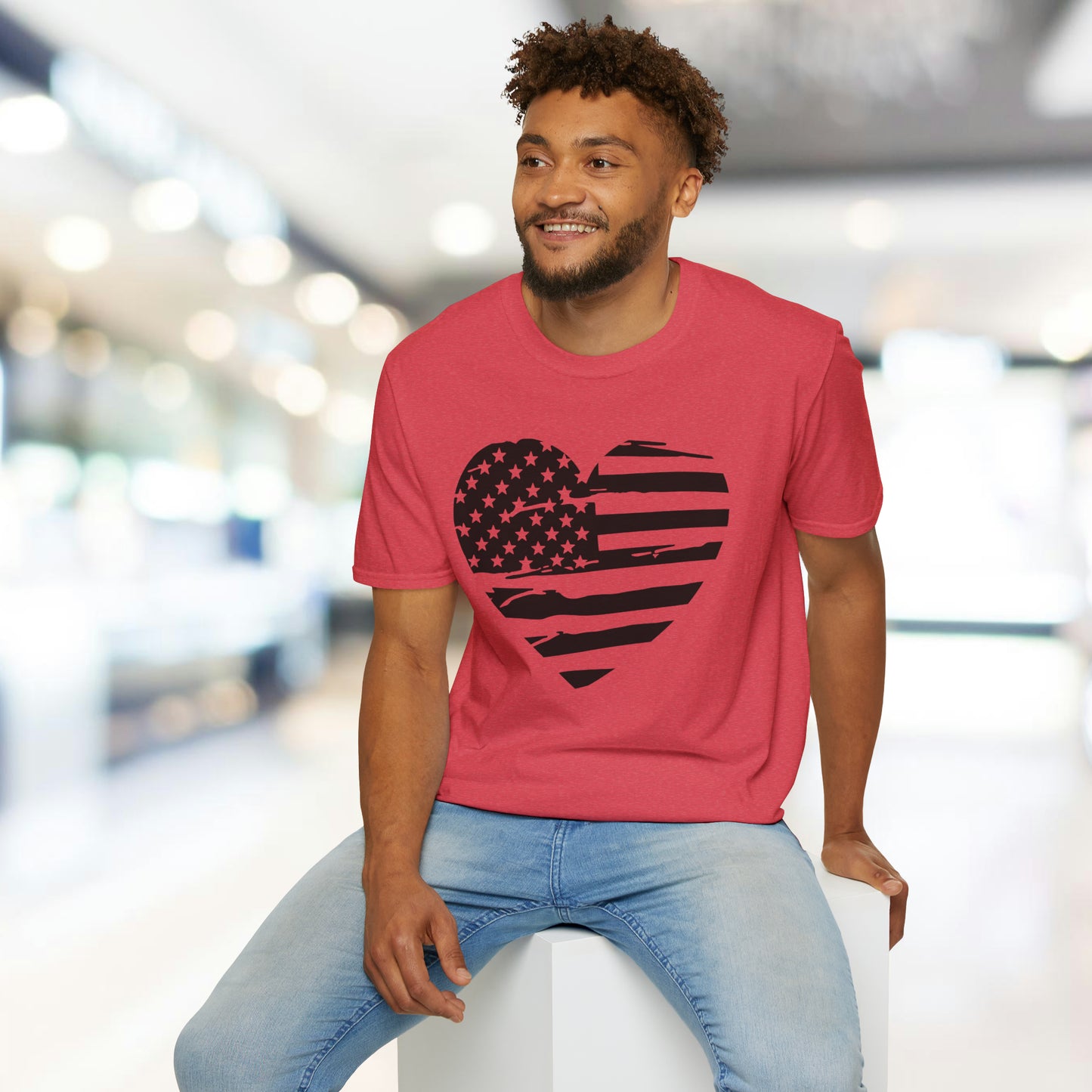 American Heart B&W - Unisex Softstyle T-Shirt