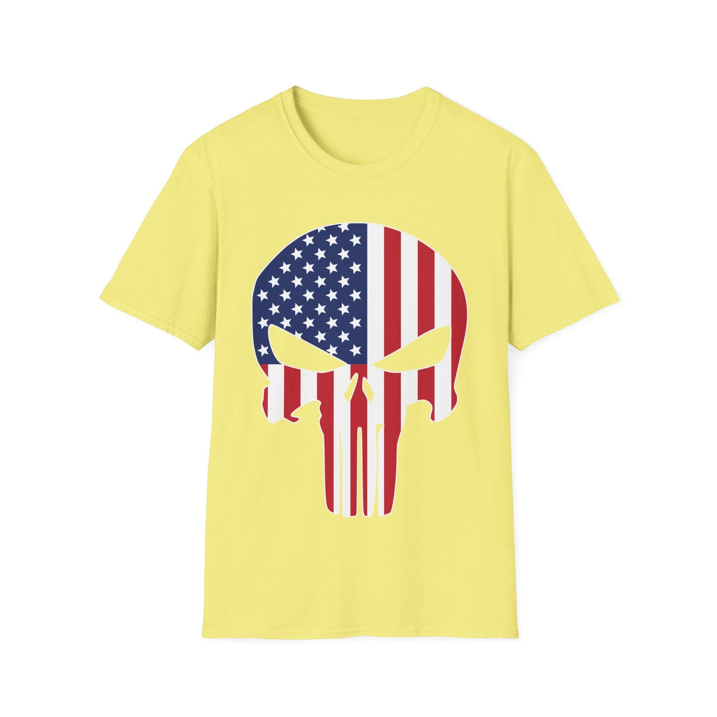 American Skull Flag Color - Unisex Softstyle T-Shirt