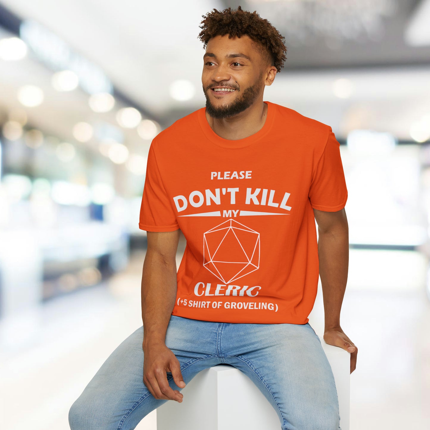 Please Don't Kill My Cleric - White - Unisex Softstyle T-Shirt