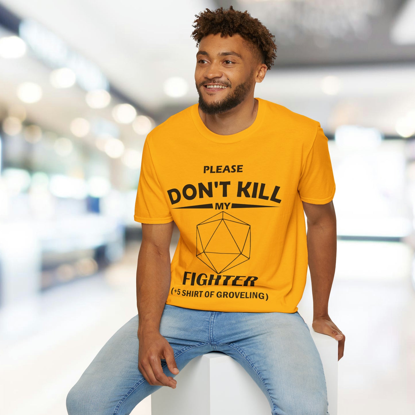 Please Don't Kill My Fighter - Black - Unisex Softstyle T-Shirt