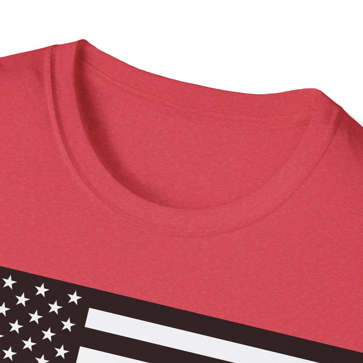 American Flag Heartbeat B&W - Unisex Softstyle T-Shirt