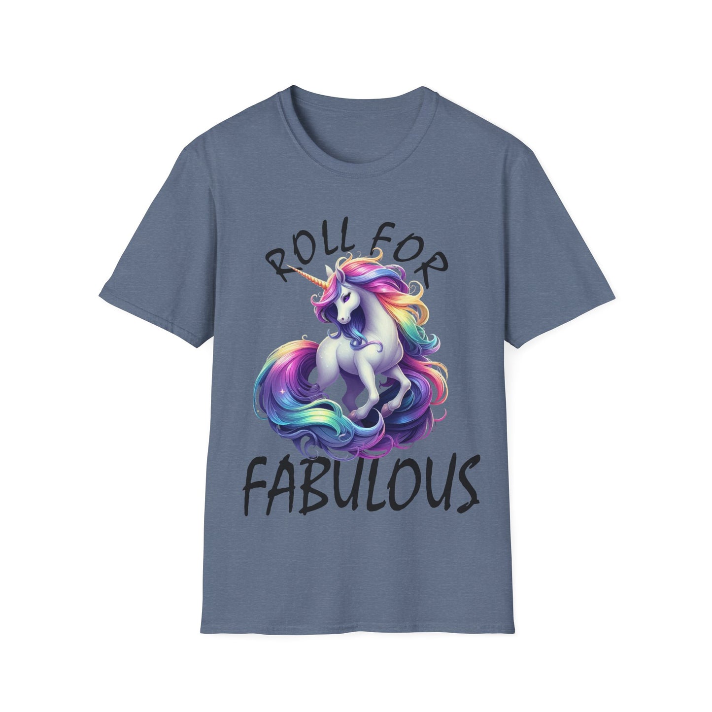 Unicorn_Roll For Fabulous_Black - Unisex Softstyle T-Shirt