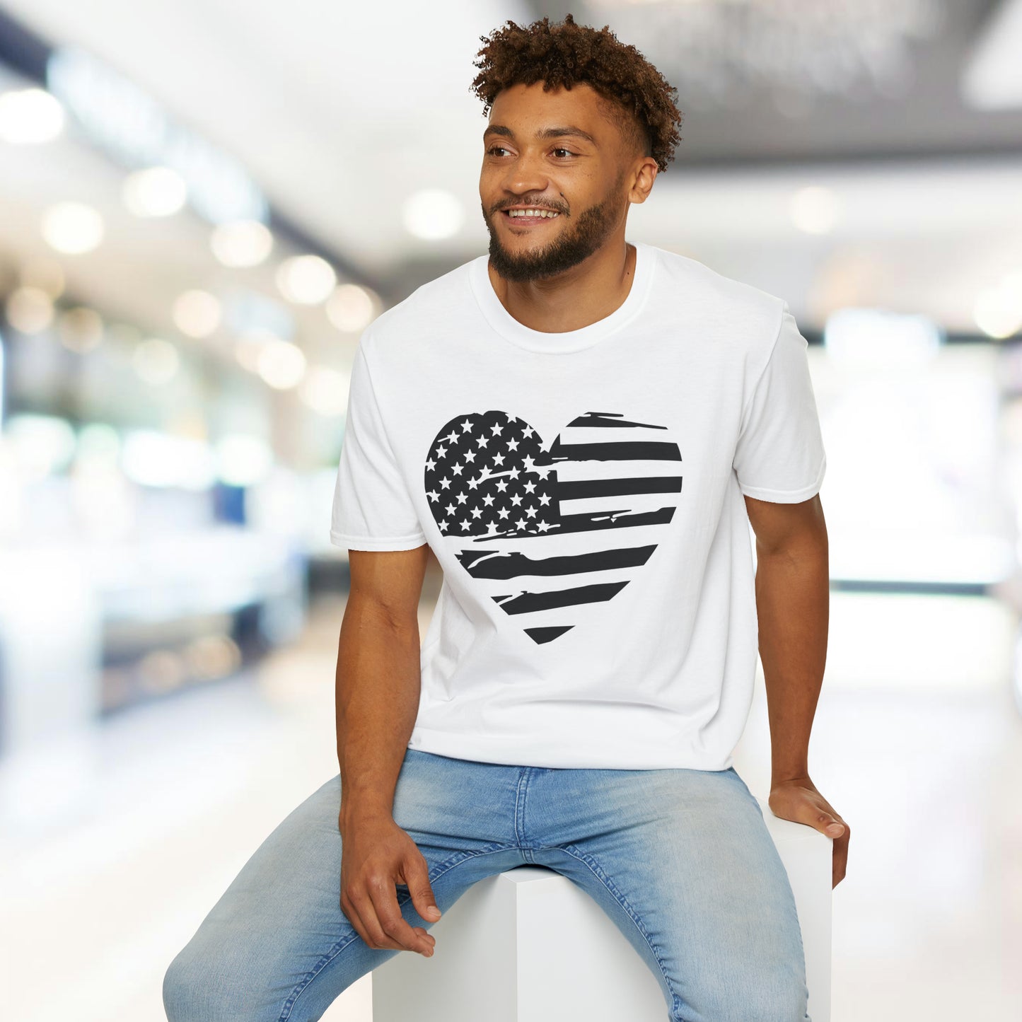 American Heart B&W - Unisex Softstyle T-Shirt