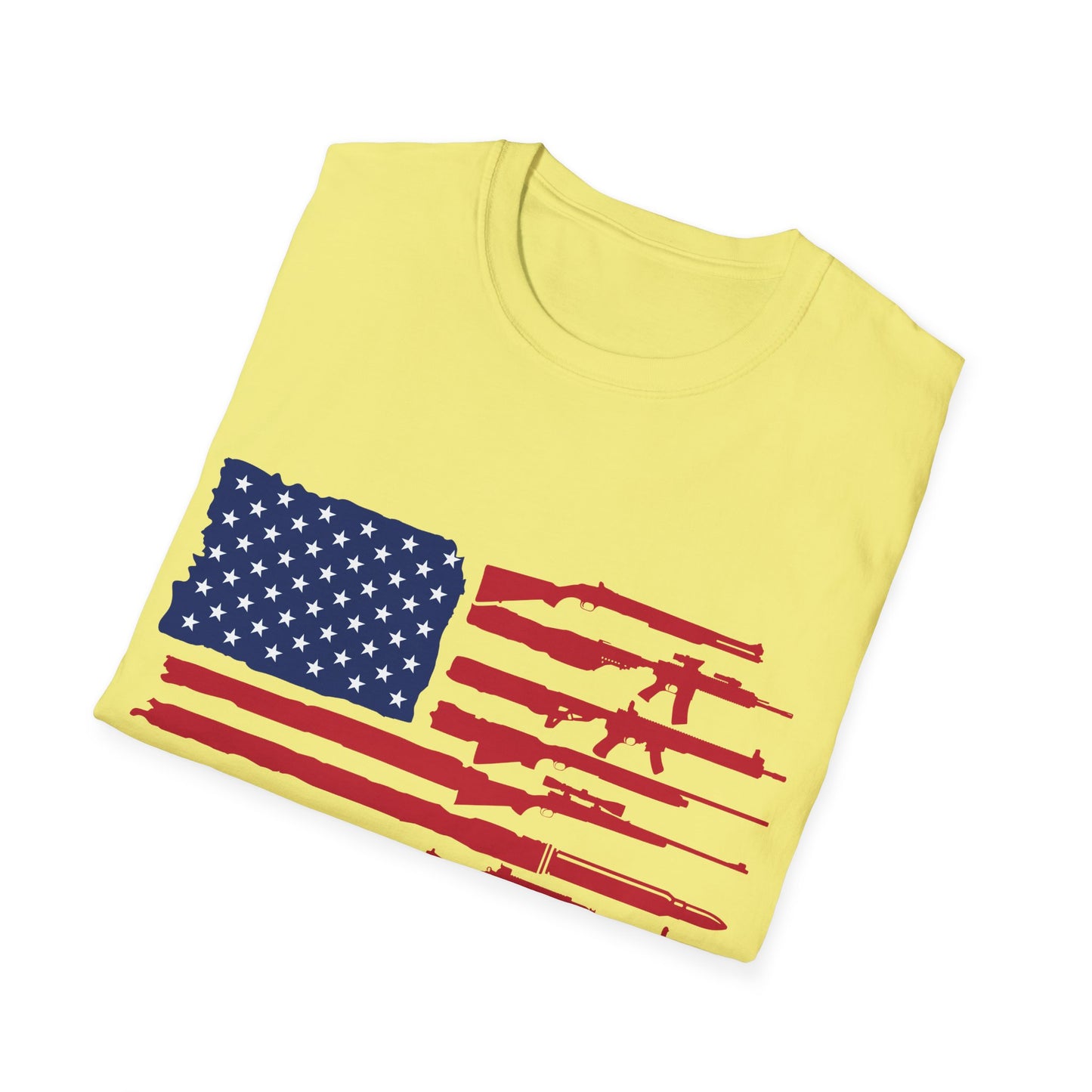 American Flag Guns Color - Unisex Softstyle T-Shirt