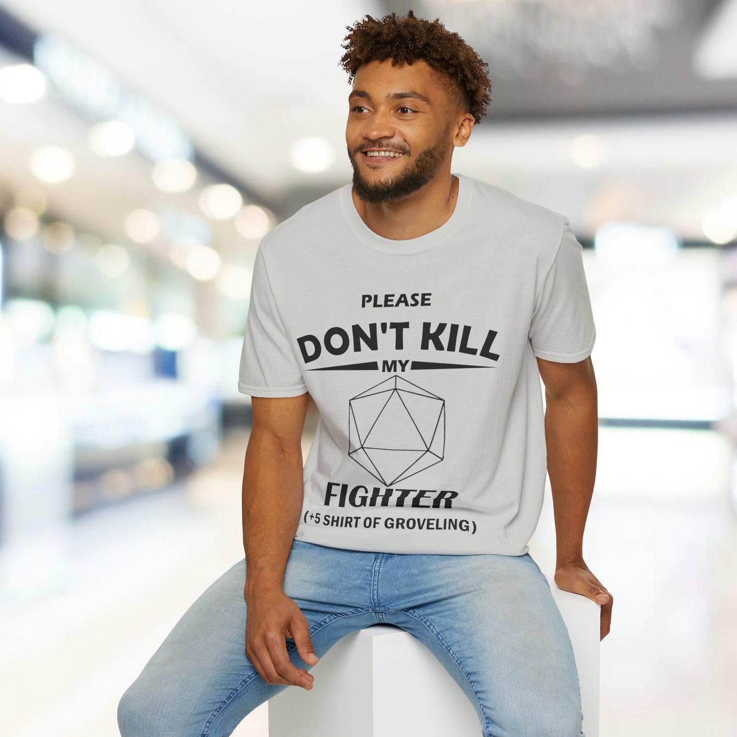 Please Don't Kill My Fighter - Black - Unisex Softstyle T-Shirt