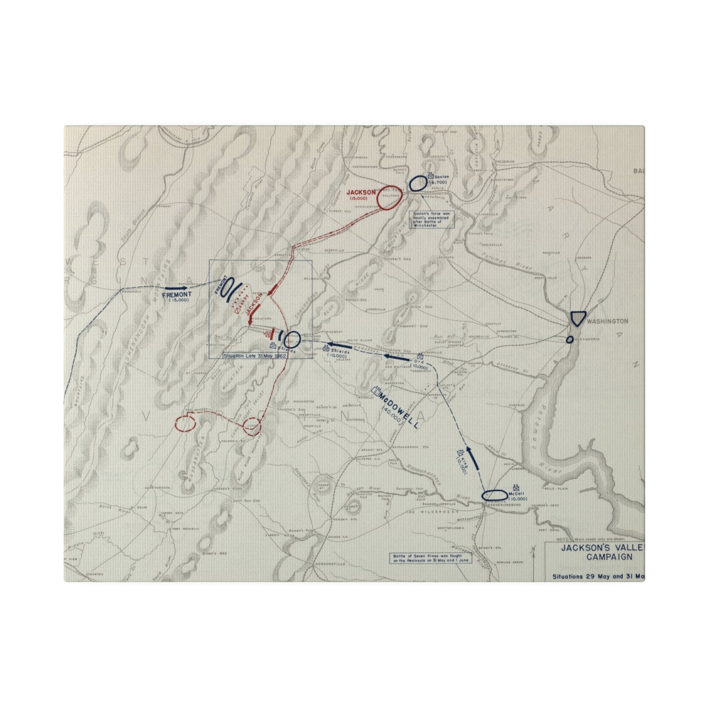 American Civil War Jackson's Valley Campaign - Situation 29 and 31 May 1862