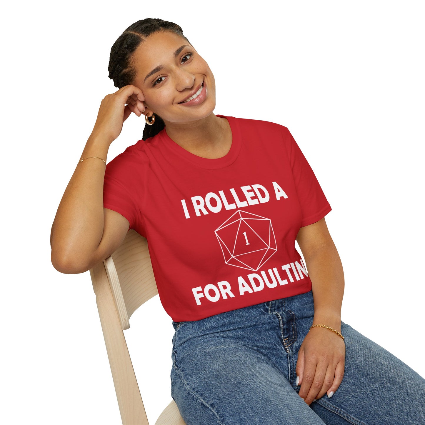 Rolled a 1 for adulting - White - Unisex Softstyle T-Shirt