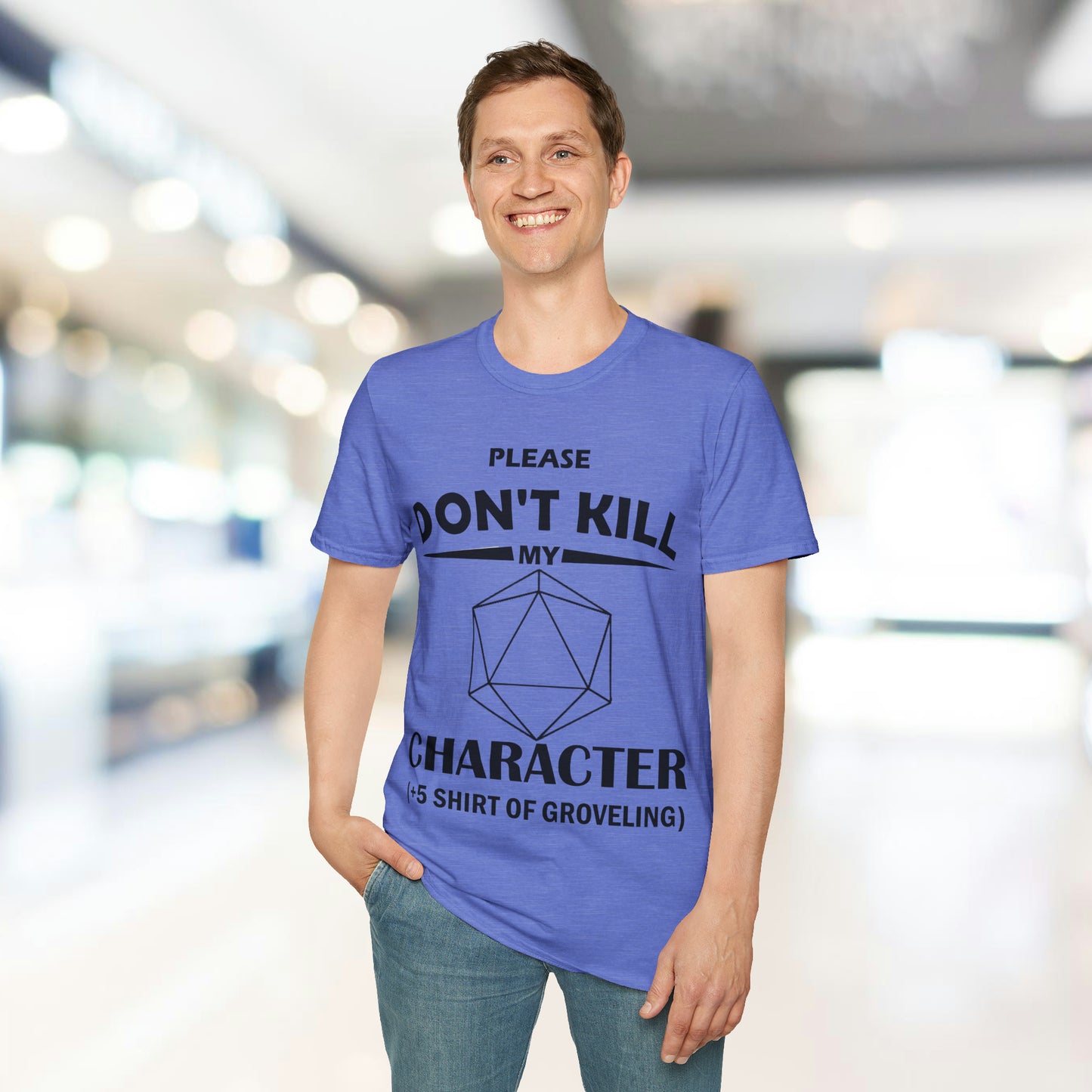 Please Don't Kill My Character - Black - Unisex Softstyle T-Shirt