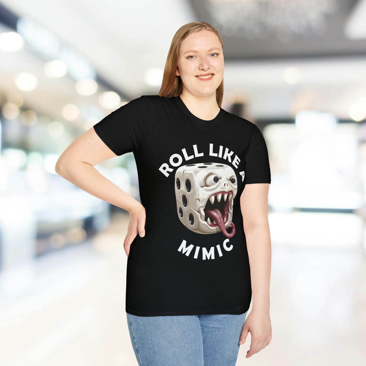 Roll Like A Mimic - White w White - Unisex Softstyle T-Shirt