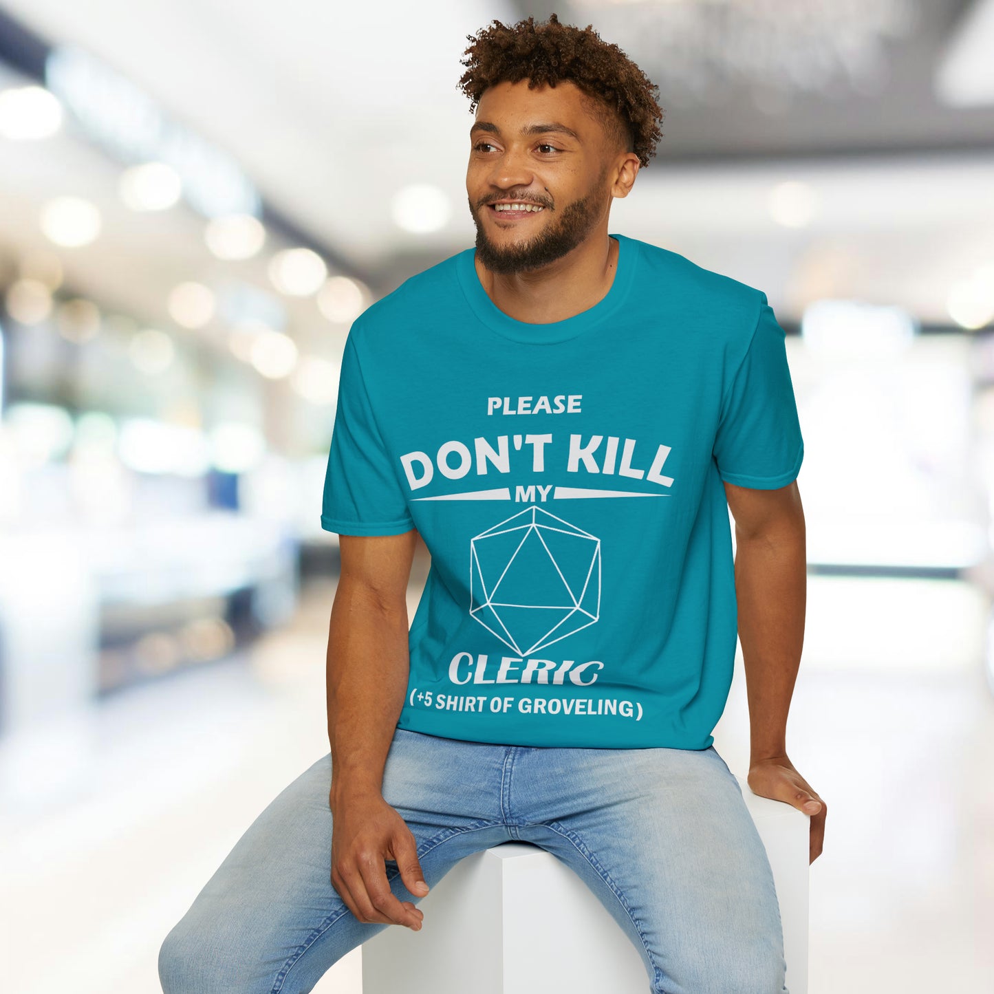 Please Don't Kill My Cleric - White - Unisex Softstyle T-Shirt
