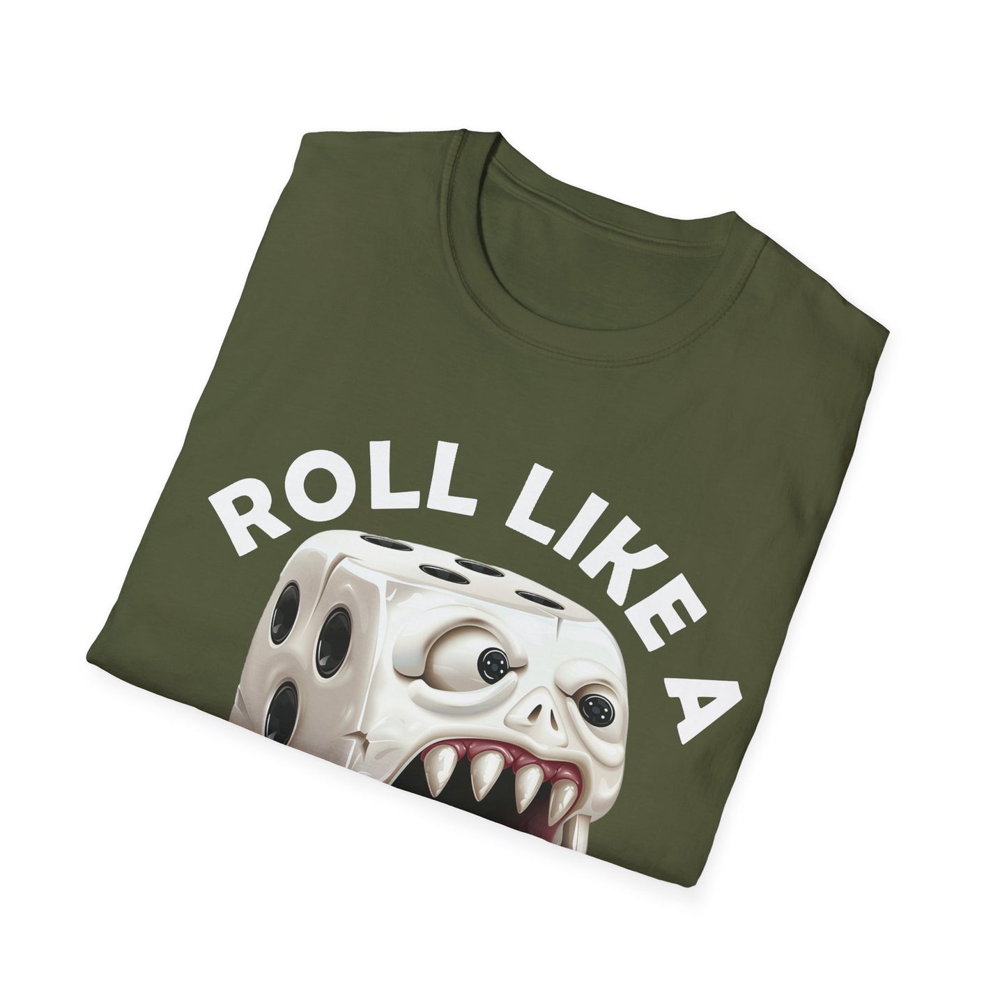 Roll Like A Mimic - White w White - Unisex Softstyle T-Shirt